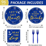96 Pcs Nautical Bachelorette Party Plates and Napkins for Let's Get