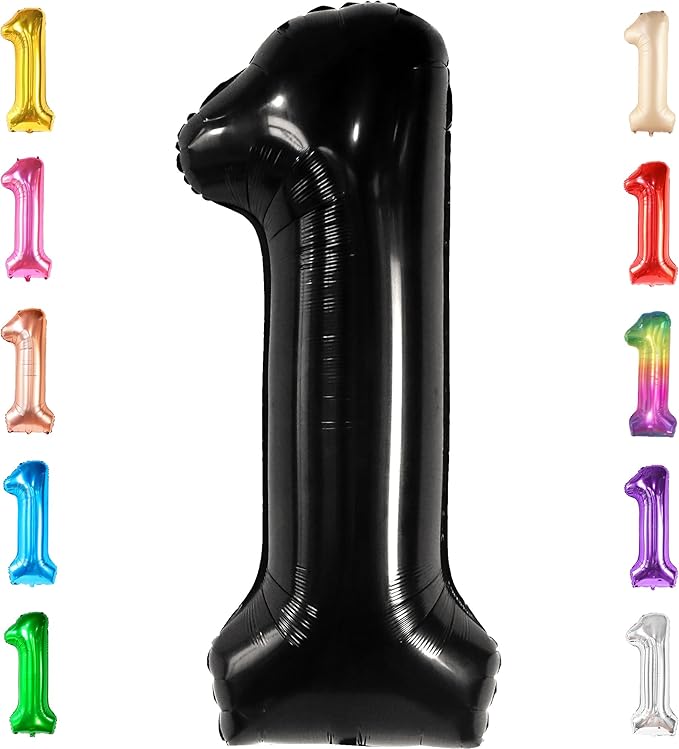 KatchOn, Large Black Number 1 Balloon - 40 Inch | Mylar Foil Balloon