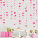 Hot Pink Rose Gold Party Decorations Circle Dots Garland Hanging