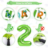 Dinosaur 2nd Birthday Party Decorations for Boys Girls Foil Green