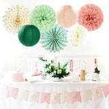 Sage Green Pink Beige Boho Party Decorations Streamers 14pcs Rustic