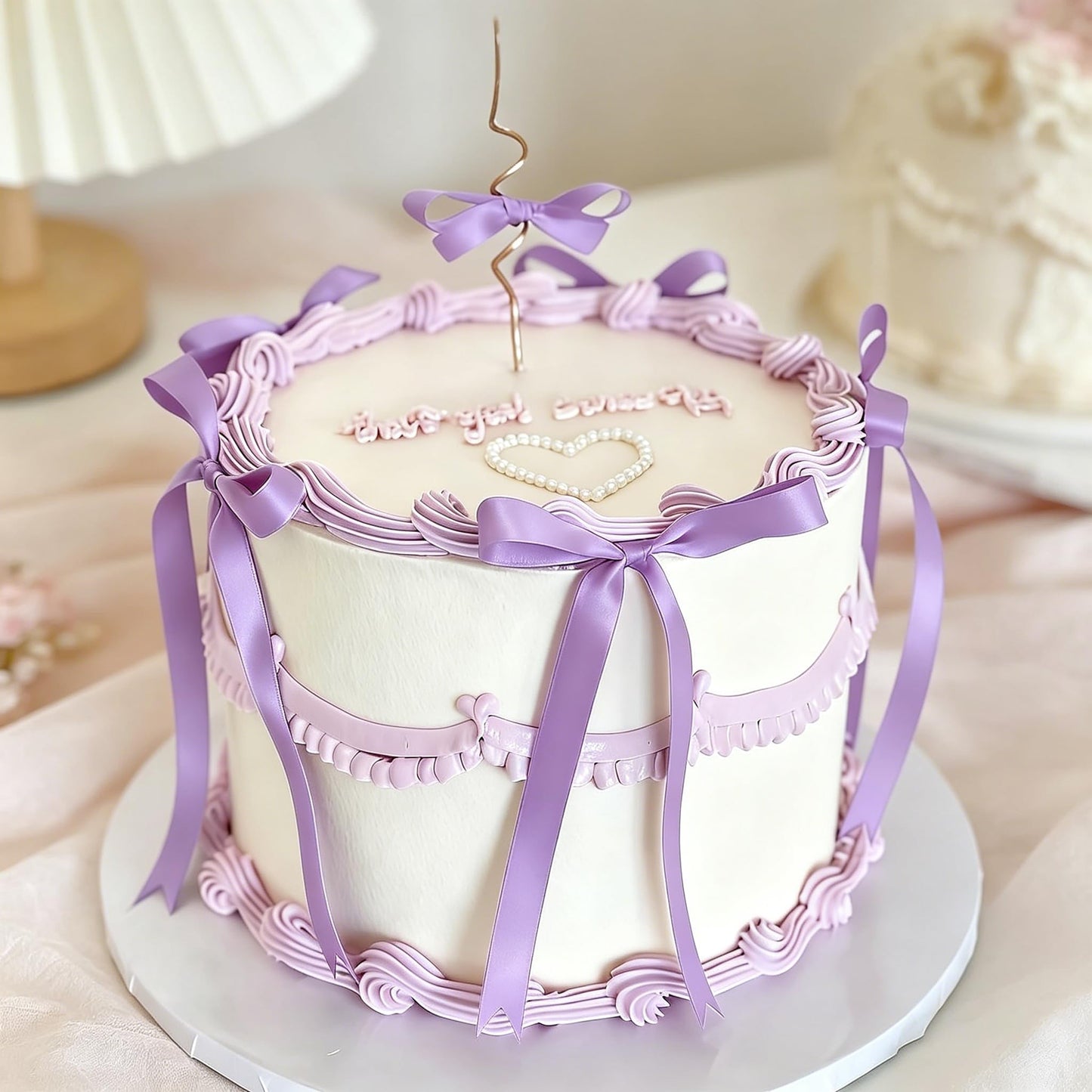 Purple Bow Cake Topper Coquette Bows Cake Decorations Dessert Purple