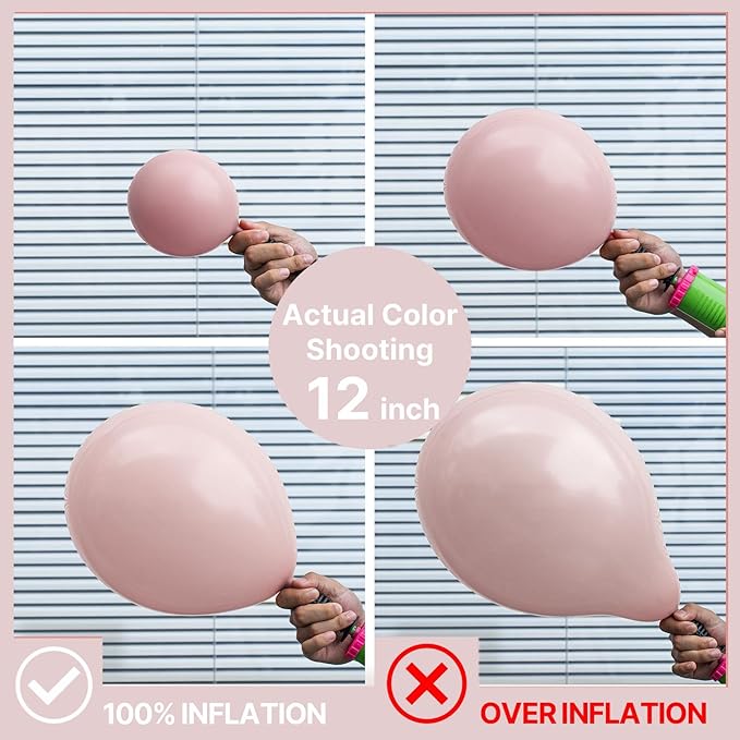 PartyWoo Dusty Pink Balloons 101pcs 12 Inch Boho Blush Lilac Pink