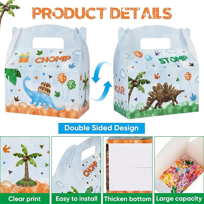 WERNNSAI 12 Pack Dinosaur Party Boxes - Dinosaur Birthday Decorations