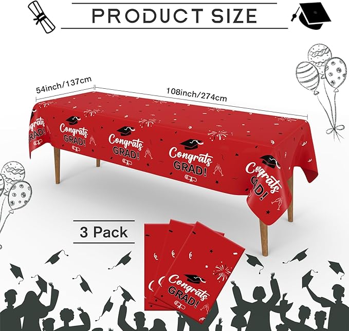 Slergut Graduation Decorations 2026 Red and Black, 3 Pack Graduation