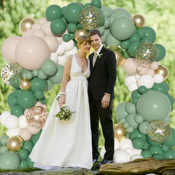 Ouddy Party Sage Green Balloons Arch Garland Kit, Different Sizes 18
