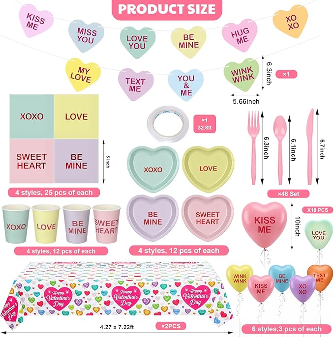 362 Pcs Conversation Heart Party Decor Valentine's Day Party