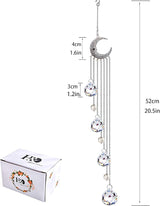 20.5inch Hanging Clear Crystal Suncatcher Ornaments with Moon Decor