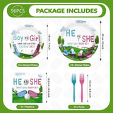 Grencian 96Pcs Golf Gender Reveal Party Supplies He She Theme Plates
