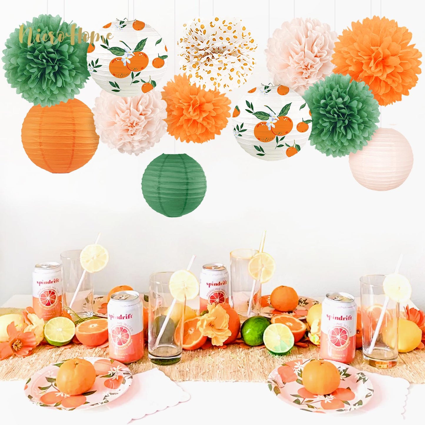NICROHOME EUR Little Cutie Baby Shower Decorations, 12 PCS Orange