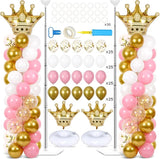 2 Sets Princess Party Balloon Column Stand Kit With 102 Crown Foil