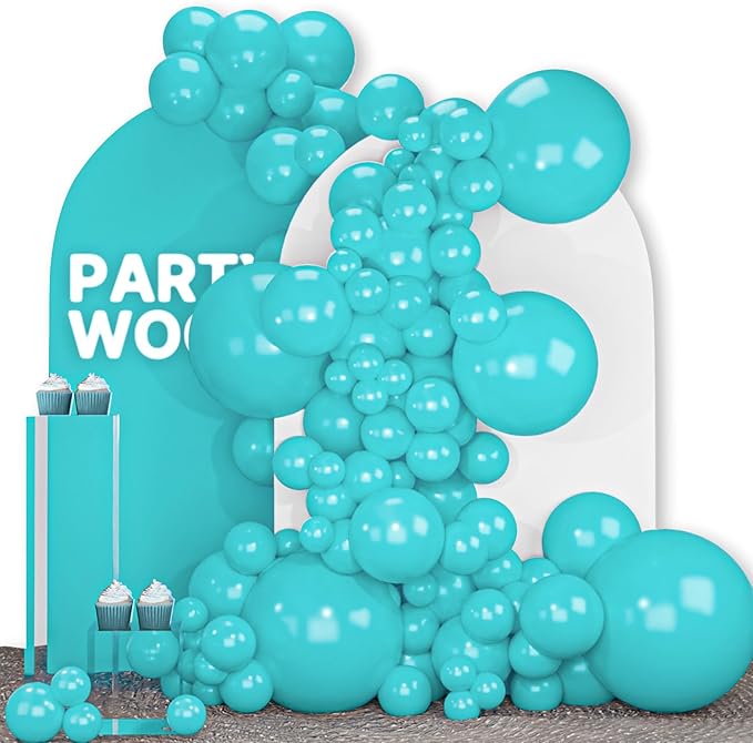 PartyWoo Teal Balloons 100pcs Different Sizes Pack of 18 12 10 5 Inch