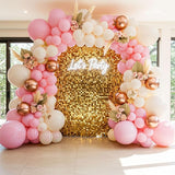Pink Ivory Rose Gold Balloon Arch Kit Double Stuffed Light Pink