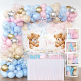 Bear Gender Reveal Balloon Boxes Decorations 158pcs Pink Blue