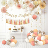 Boho Birthday Decorations Happy Birthday Banner Tassel Garland Peach