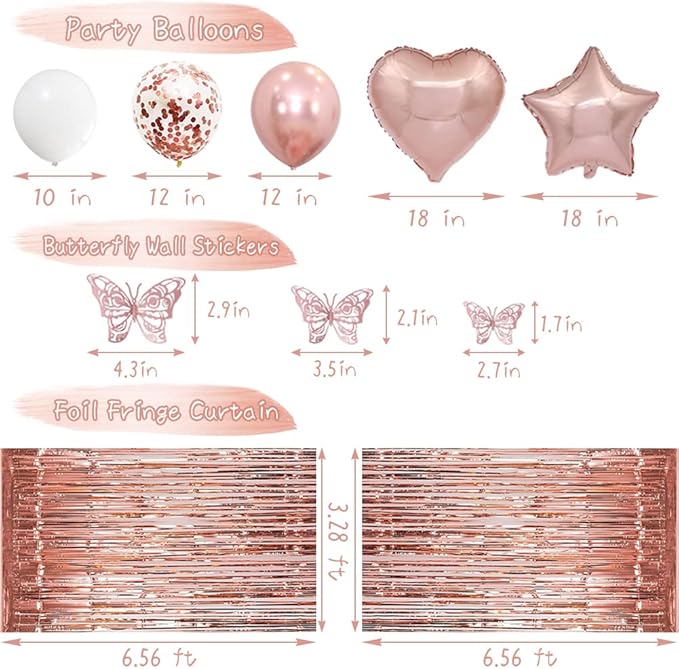 Rose Gold Birthday Decorations Rose Gold Happy Bday Banner Balloons
