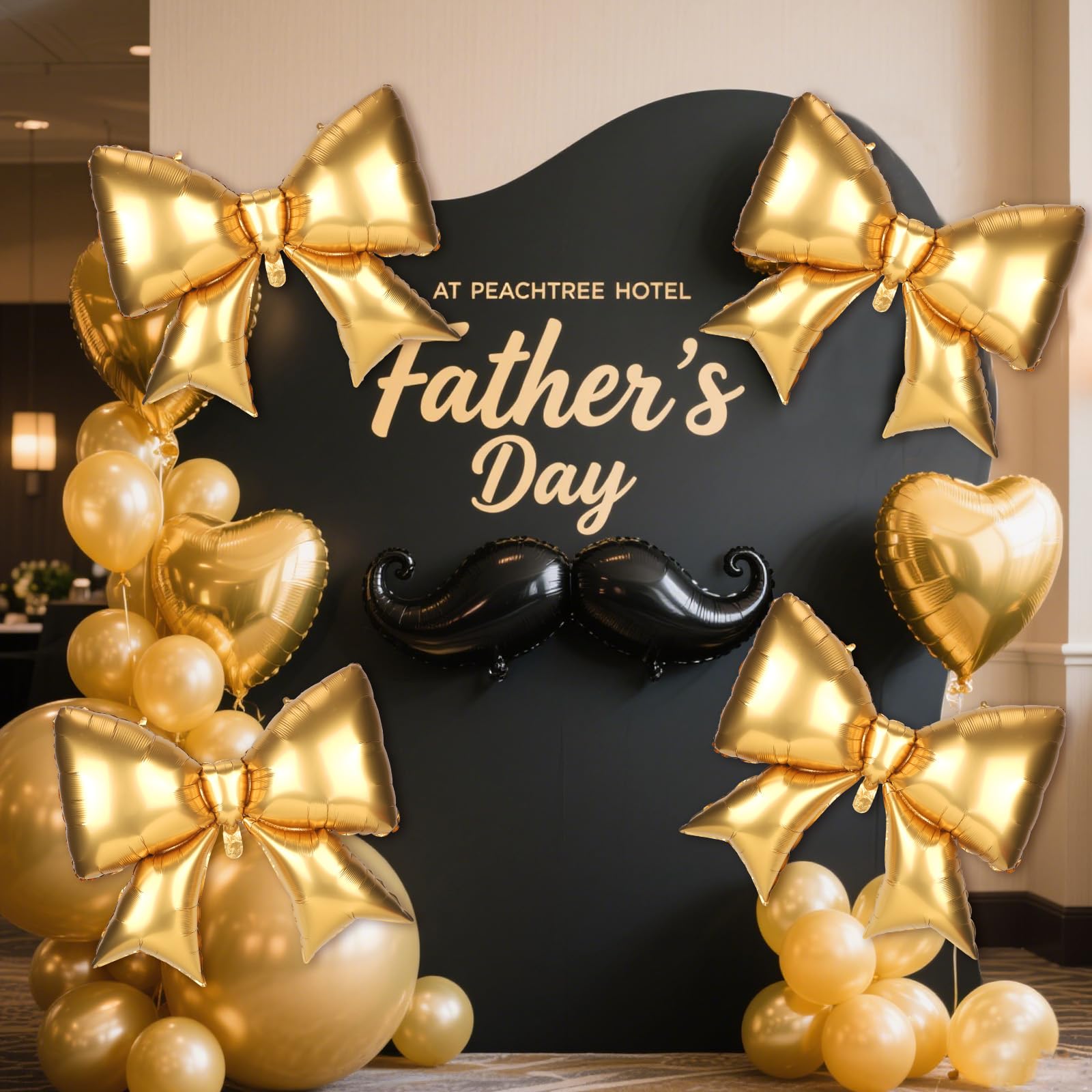 4Pcs Giant Bow Balloons, 97.5cm/38in Big Elegant Coquette Theme Gold