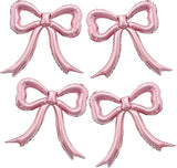 4pcs Pink Bow Foil Balloons Set Bow Mylar Balloons for Coquette