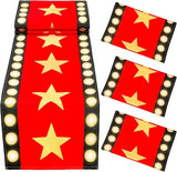 2 Pcs 13 x 72 Inch Movie Night Table Runner with Gold Star