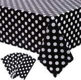 Kesfey 5 Packs Black and White Dots Table Cloth 54x108 Inch Black