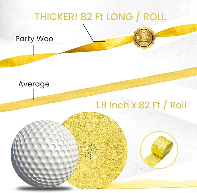 PartyWoo Crepe Paper Streamers 6 Rolls 492ft, Pack of Party Streamers