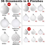 White Christmas Ornaments - Christmas Tree Decorations Shatterproof