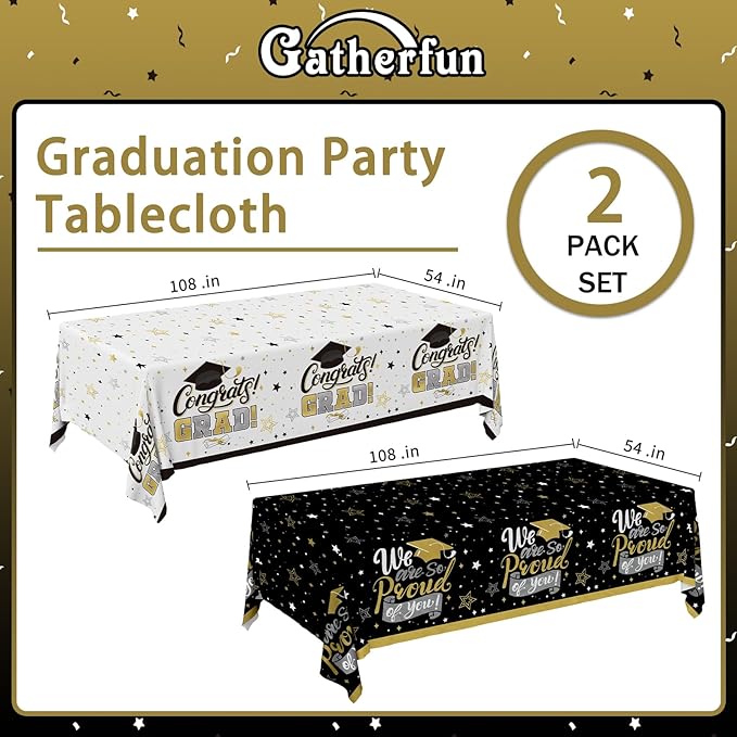 Graduation Decorations 2026 2 Pcs Black and Gold Gongrats Grad