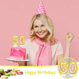 50th Birthday Candle for Women/Men, Golden Macaron Numeral Candles,