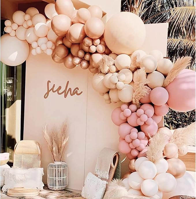 Boho Balloons Garland Arch Kit Double Stuffed Dusty Rose Pink Rose