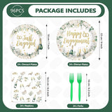 96Pcs Happy Engagement Party Decorations Watercolor Eucalyptus