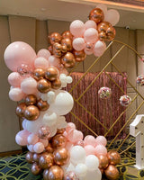 Rose Gold and White Balloons Garland Arch Kit, 162pcs Metallic Rose