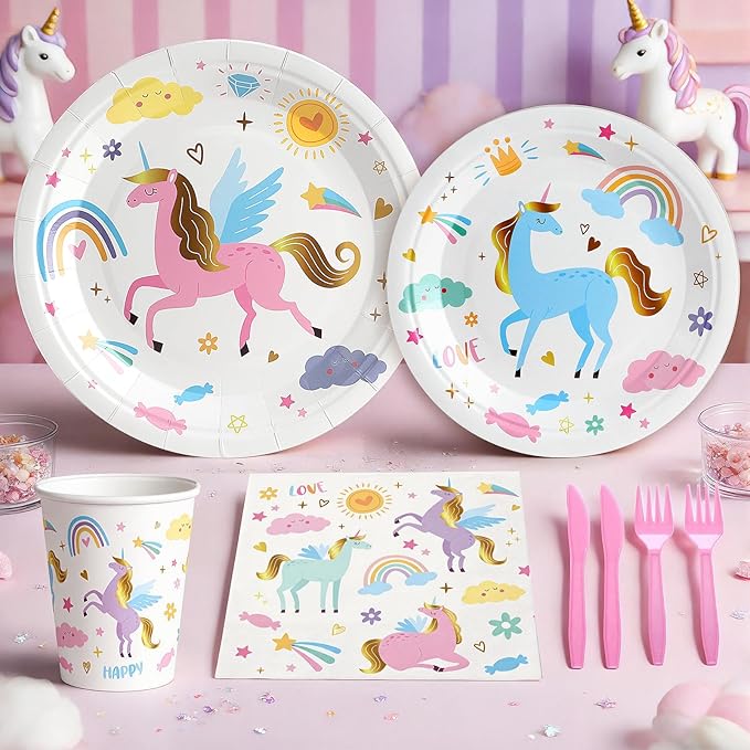 144Pcs Unicorn Birthday Party Supplies Decorations Kids Girl Themed