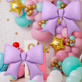2pcs Large Bow Balloons, Bow Themed Party Decorations Elegant Coq Purp
