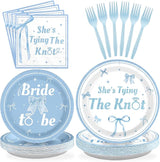 Grencian 96 Pcs Blue Bow Bridal Shower Decorations Blue Bow Bride to