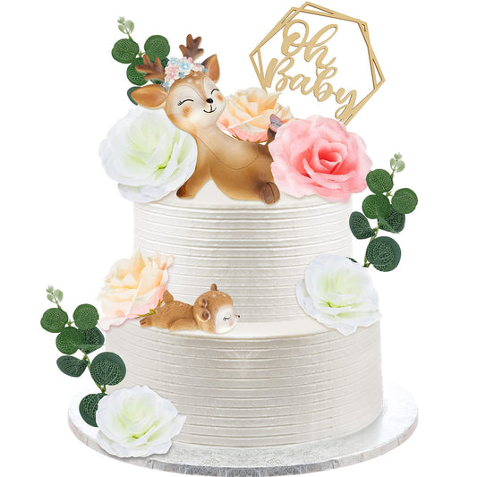 Taiyin Oh Baby Cake Toppers for Baby Shower Cute Deer Cake Toppers