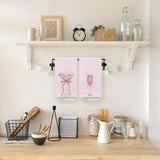 AQYIP Coquette Pink Bow Champagne Kitchen Towels, Champagne Lover