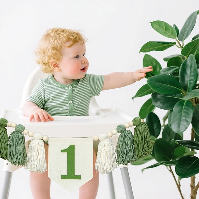 Green Wild One 1st Birthday High Chair Banner First Highchair Banner
