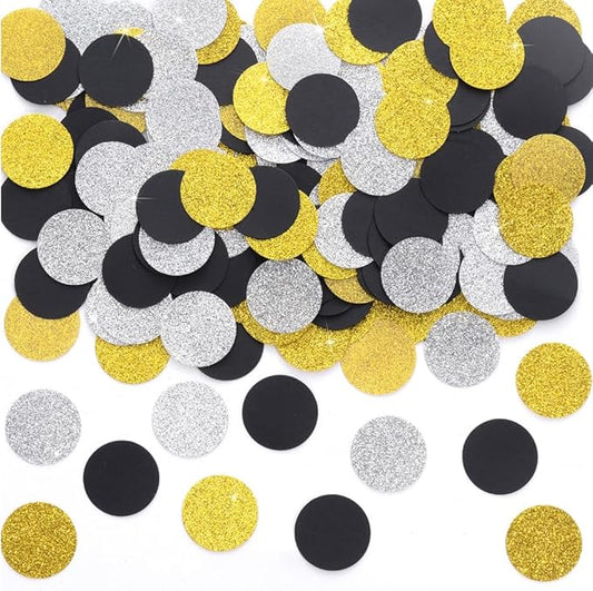 Gold Black and Silver Paper Confetti Table Decoration for Birthday