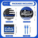 96Pcs Police Retirement Party decorations Congrats Officer Plates