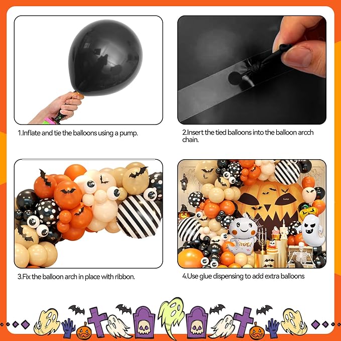 Orange Halloween Balloon Arch Garland Orange Sand White Party