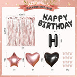 Rose Gold and Black Birthday Decorations for Women Girls Pearl