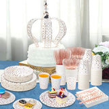 White & Rose Gold Party Supplies - 350 PCS Disposable Dinnerware Set