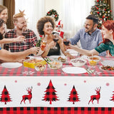 3PCS Christmas Tablecloth Red and Black Buffalo Plaid Rectangular