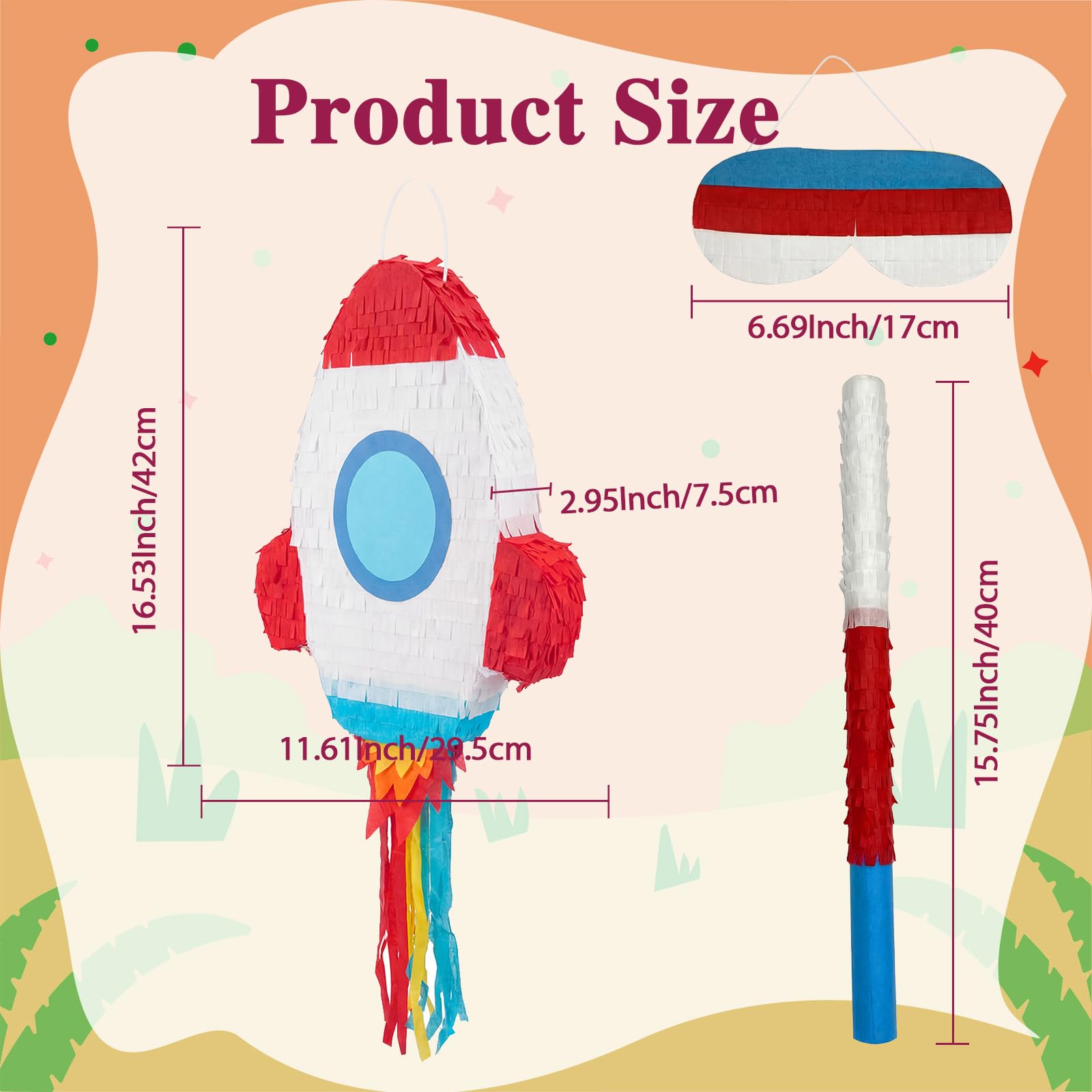 121 Pcs Rocket Piñata Set for Kids Large Space Piñatas Bundle