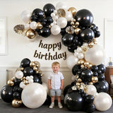 Black and Gold Balloon Arch Kit, Double Stuffed 129 Pcs Gold and