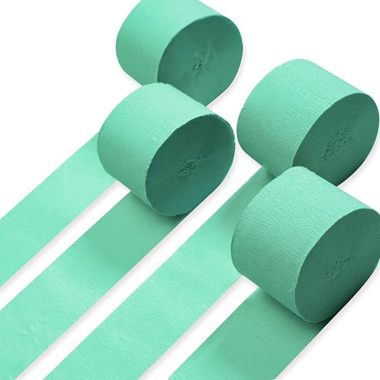 PartyWoo Mint Green Crepe Paper Streamers, 4 Rolls of 328ft for