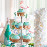 48 Pcs Mermaid Cupcake Kit Include 24 Mermaid Cake Topper 24 Ocean