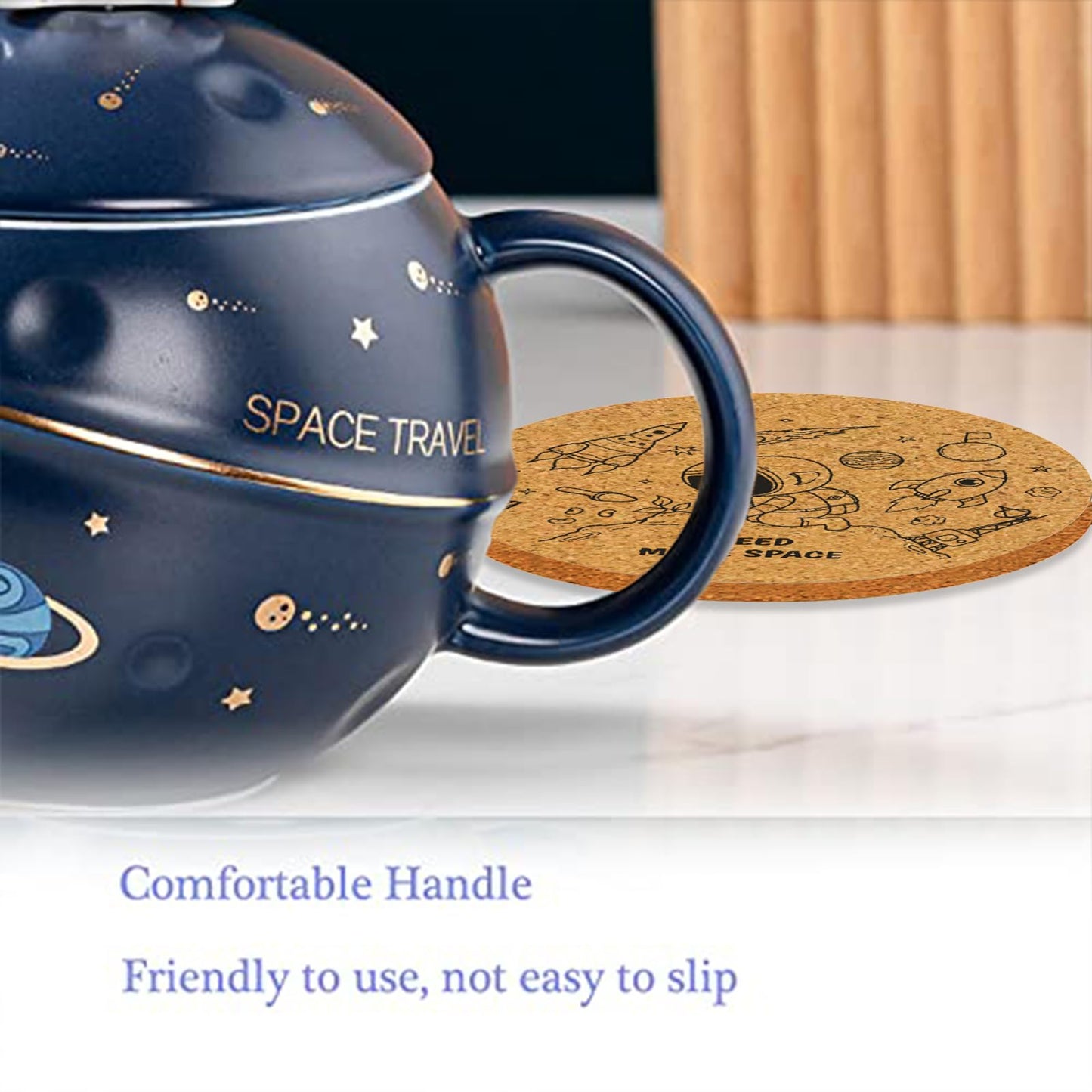 Yalucky Kawaii Astronaut Cup Space Embossed Planet Mug, Cute Ceramic