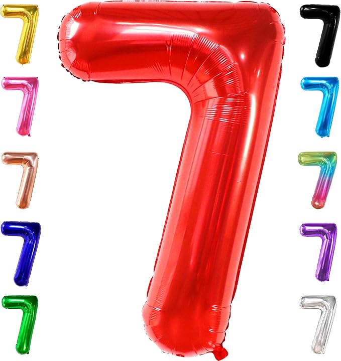 KatchOn, Giant Red Number 7 Balloon - 40 Inch | 7th Birthday Balloon