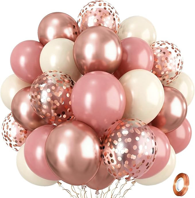 Dusty Pink and Rose Gold Balloons 12In Retro Blush Pink Beige White